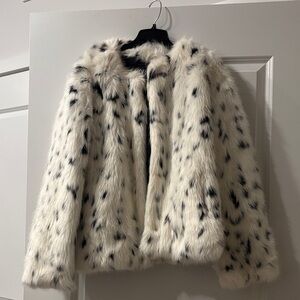 Zara Monochrome Faux Fur Jacket